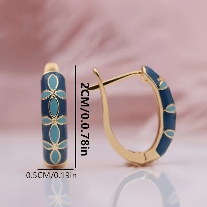 מאיה | עגילי הוק פרחים טורקיז נוסטלגיים