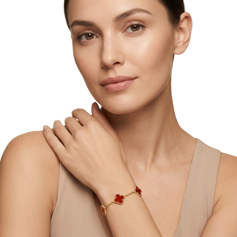 Bracelet Trèfle Femme – Acier Inoxydable Plaqué Or