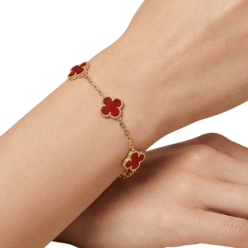 Bracelet Trèfle Femme – Acier Inoxydable Plaqué Or