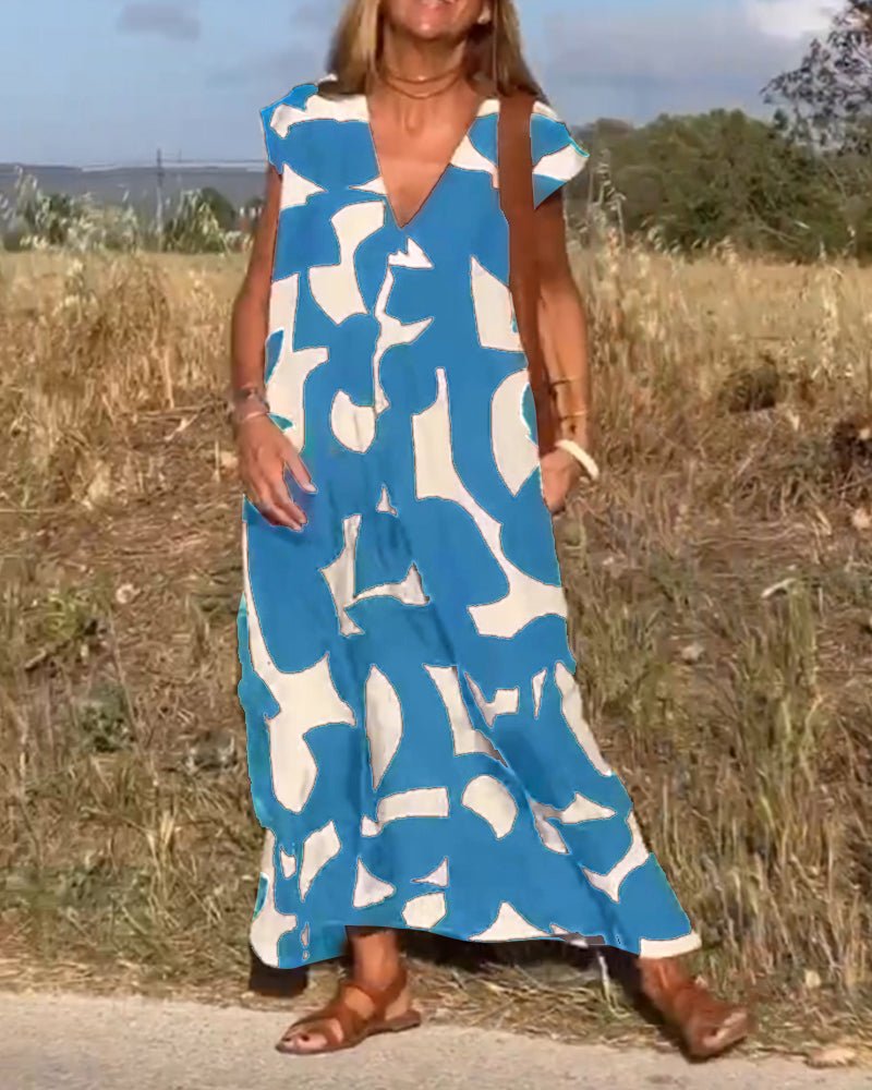 עמליה | שמלת וי מודפסת