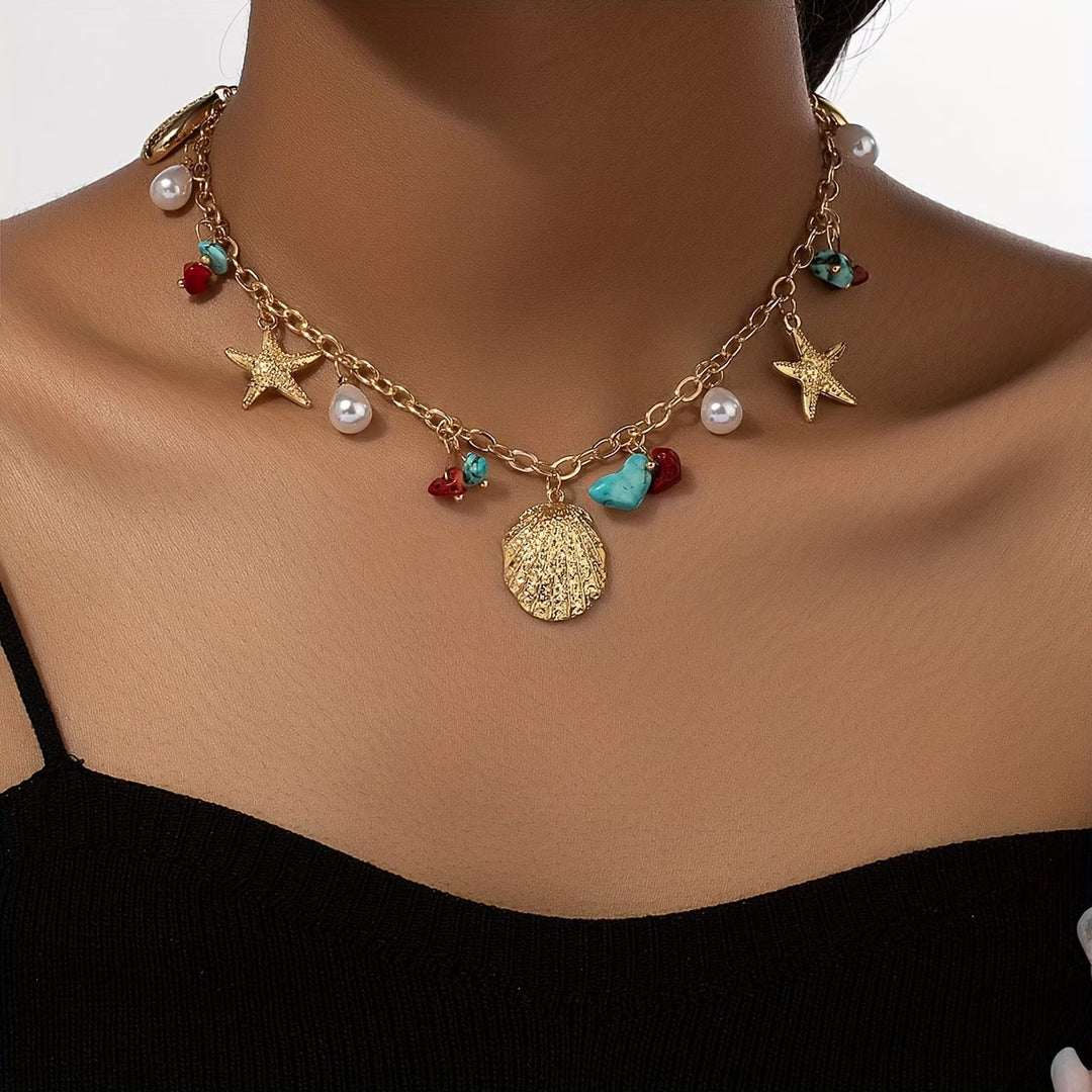 מאיה | צמיד פנינה חוף וקליפת טורקיז