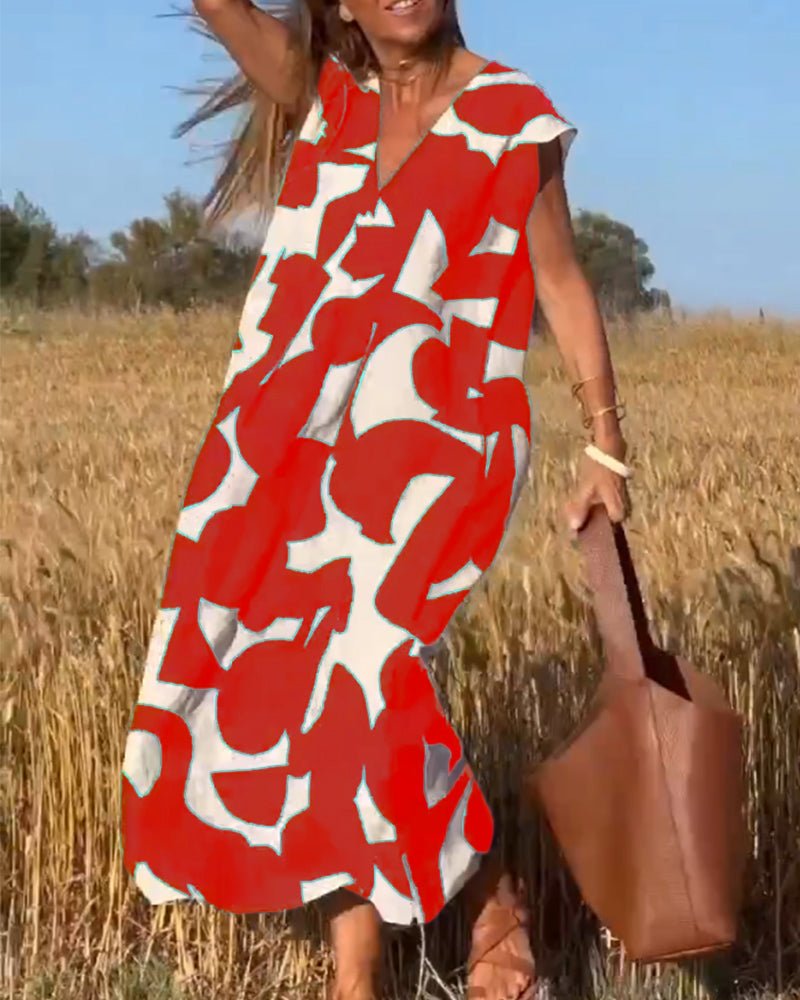 עמליה | שמלת וי מודפסת