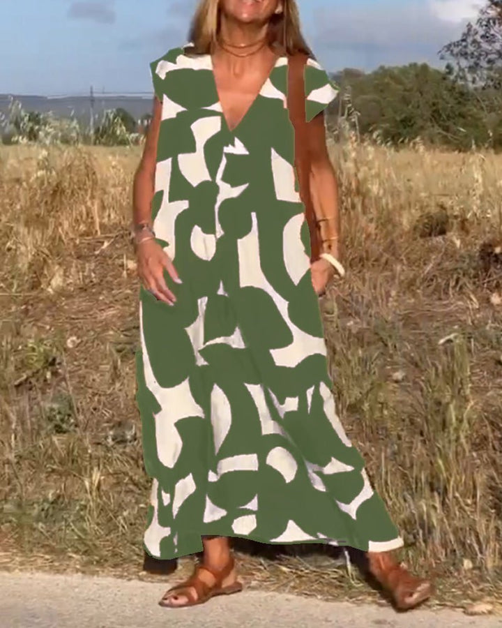 עמליה | שמלת וי מודפסת
