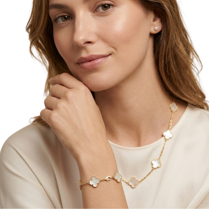 Bracelet Trèfle Femme – Acier Inoxydable Plaqué Or