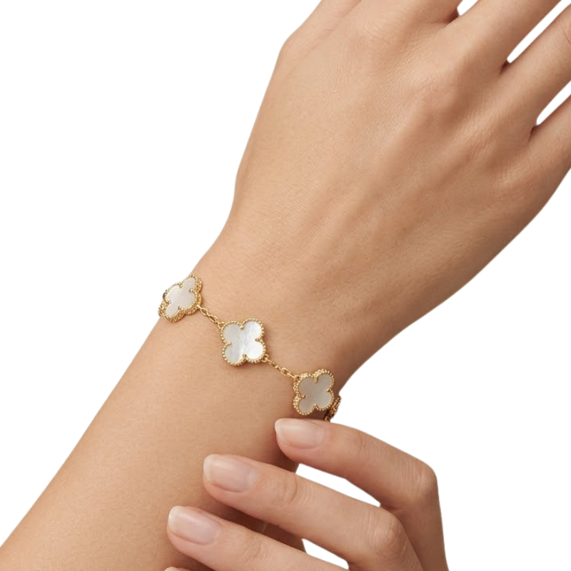 Bracelet Trèfle Femme – Acier Inoxydable Plaqué Or