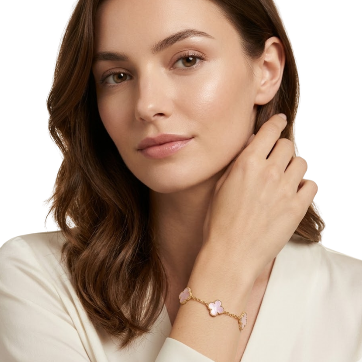 Bracelet Trèfle Femme – Acier Inoxydable Plaqué Or