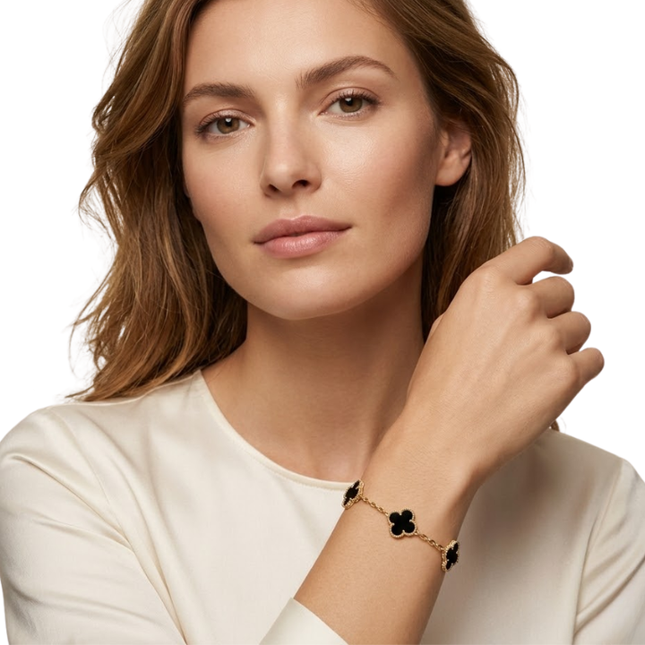 Bracelet Trèfle Femme – Acier Inoxydable Plaqué Or