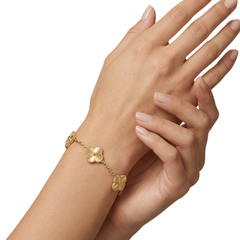 Bracelet Trèfle Femme – Acier Inoxydable Plaqué Or
