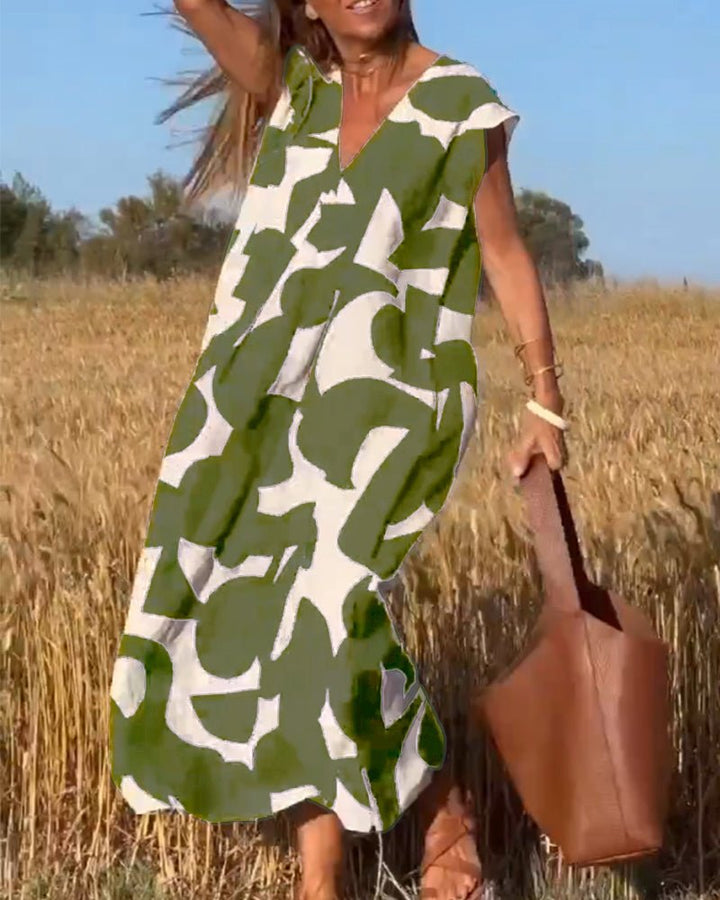 עמליה | שמלת וי מודפסת