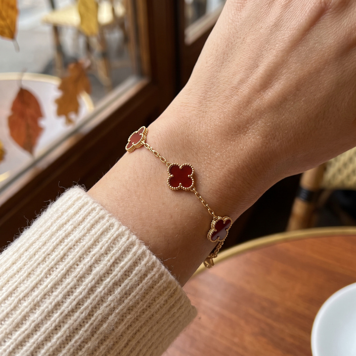 Bracelet Trèfle Femme – Acier Inoxydable Plaqué Or
